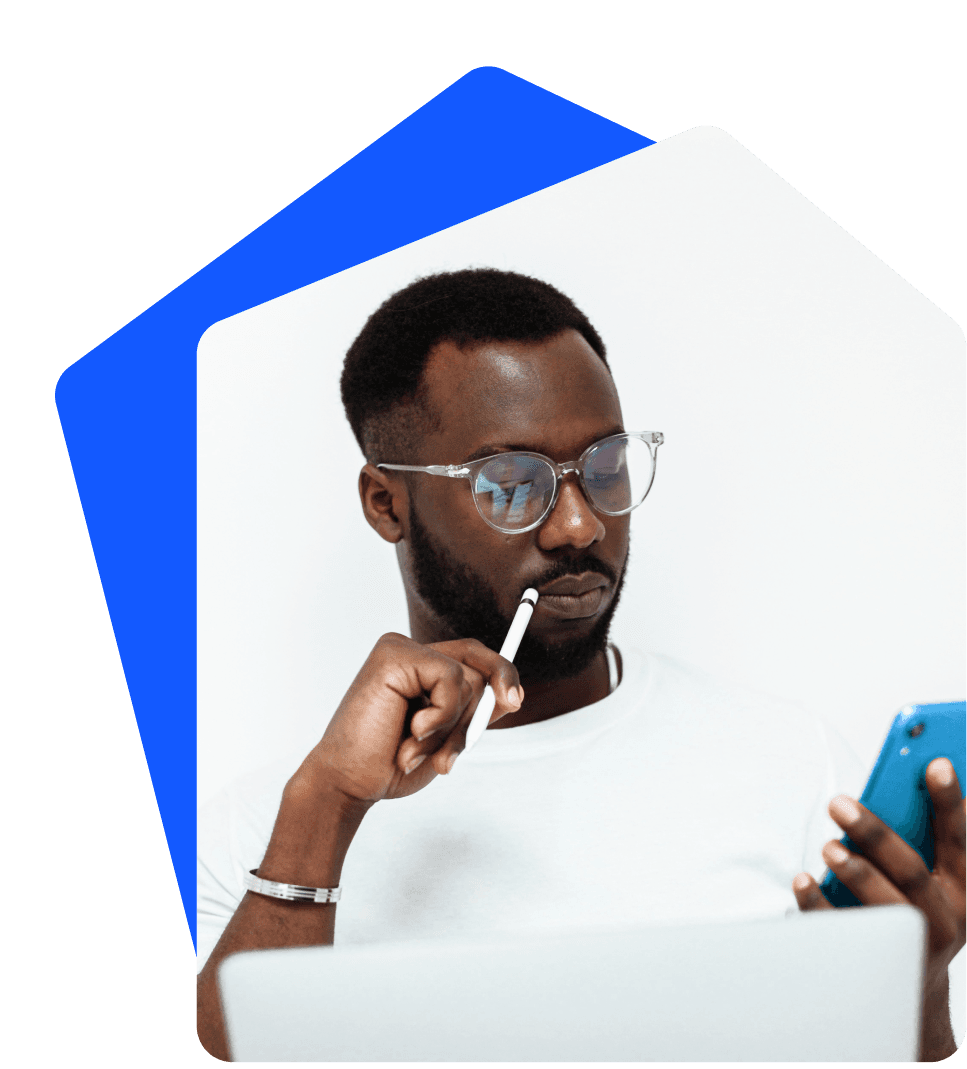 Business professional analyzing data